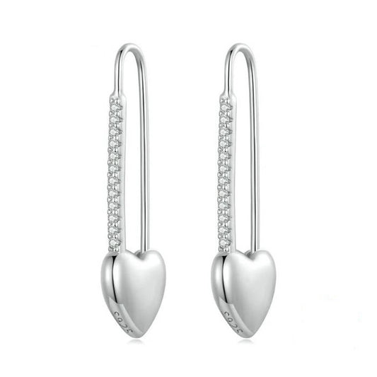 925 Sterling Silver Hoop Earrings Drop Heart
