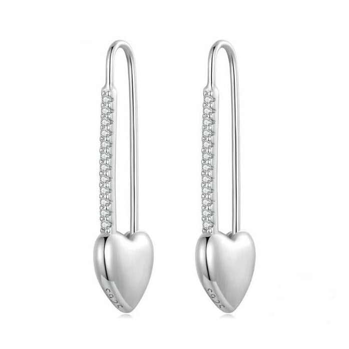 925 Sterling silver drop earrings heart