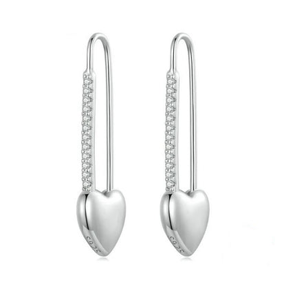 925 Sterling silver drop earrings heart