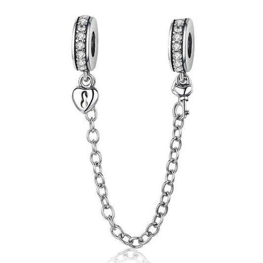 Sterling Silver Charm Dangle For Women Heart Lock 