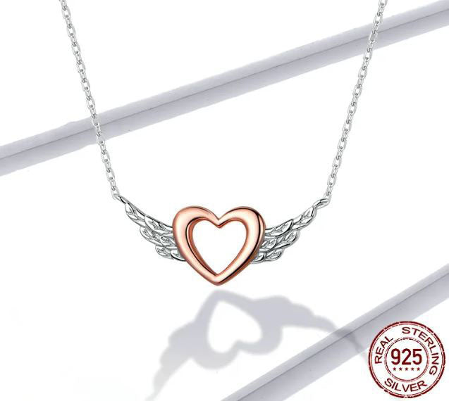 Pendant Necklace Rose Gold Heart Sterling Silver