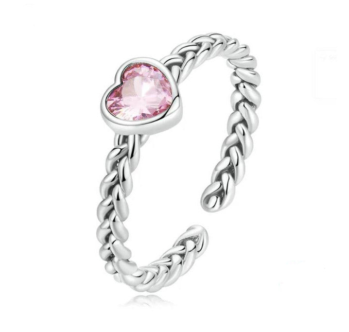 Heart Ring Braided  Twisted  Pink