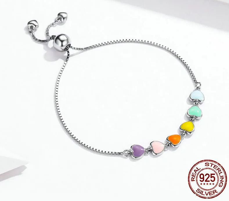 Heart Slider Bracelet Woman Love Rainbow Colourful