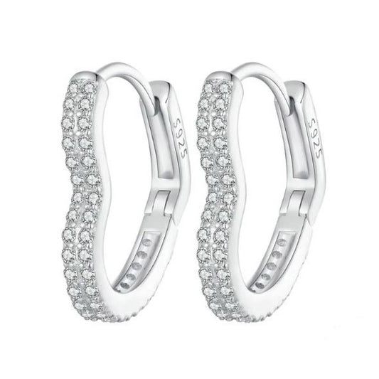 heart shape earrings silver hoops