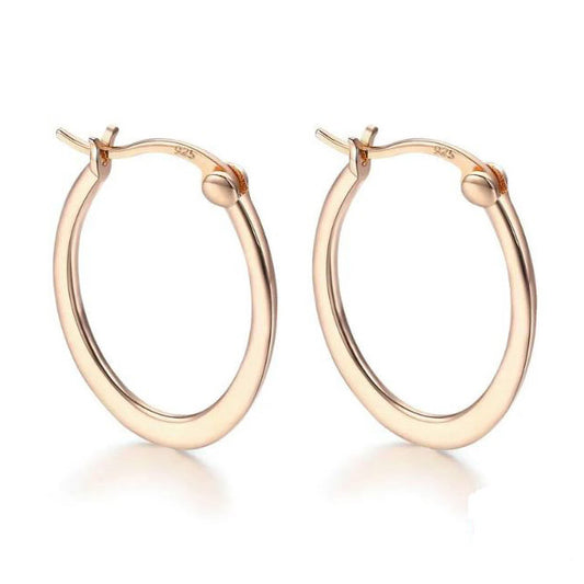 rose gold hoop earrings round hinged sterling silver