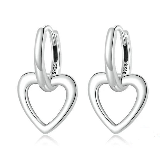 925 sterling silver drop heart earrings Ireland Lever Back