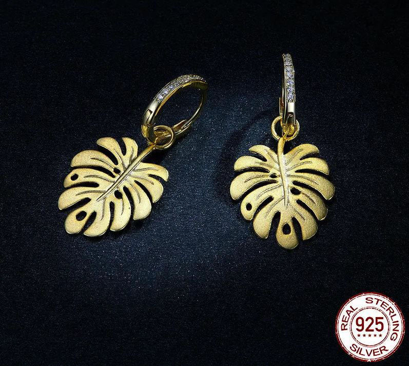 925 Sterling Silver Hoop Earrings Cubic Zirconia Gold