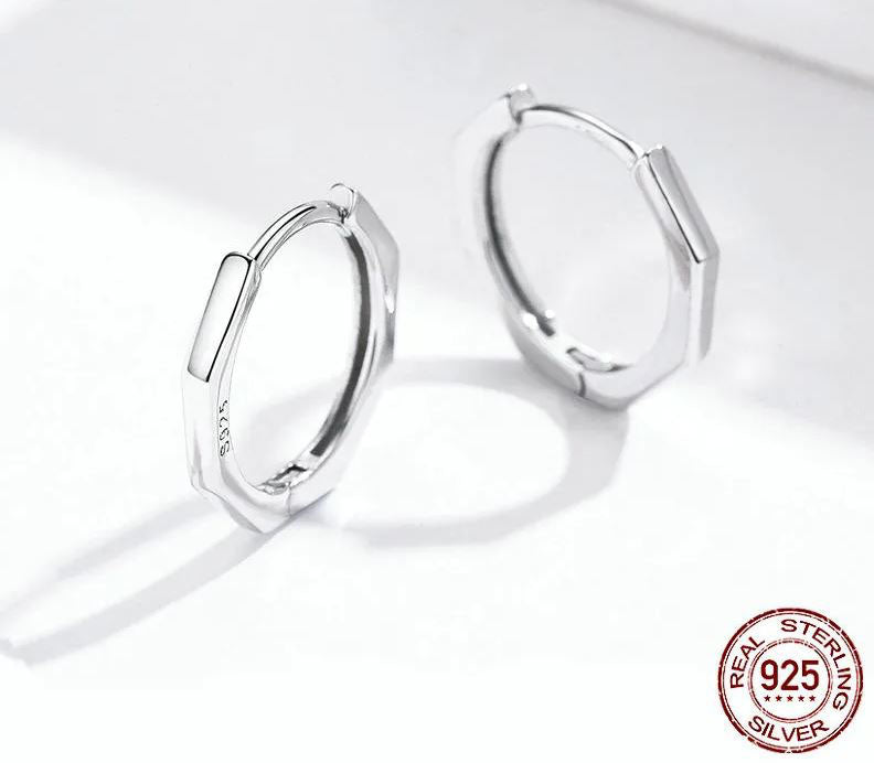 Heptagon Earrings Round Hoop