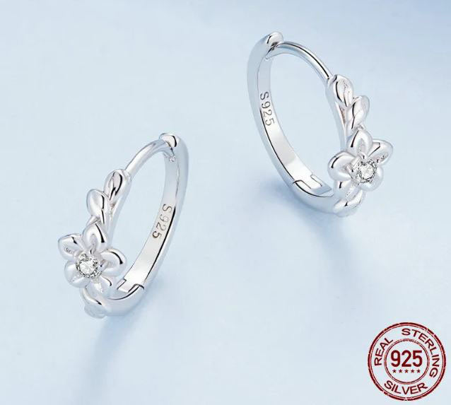 Sterling Silver Earrings For Women Hoop Plant