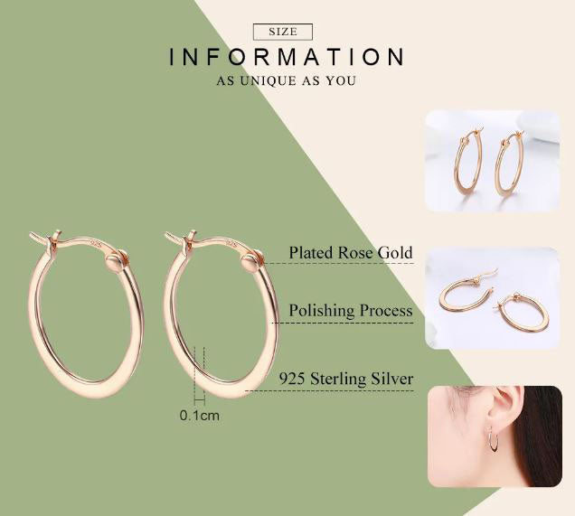 Earrings For Women Hinged Hoop  925 Sterling Silver