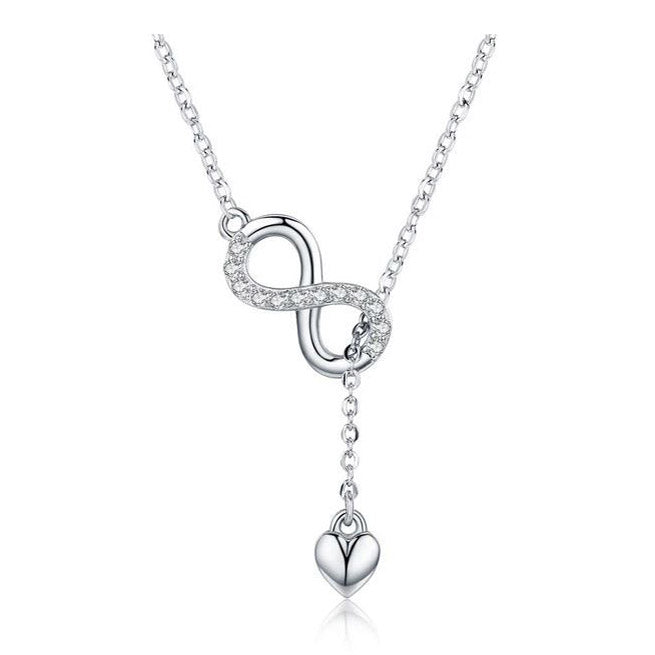 925 Sterling Silver Infinity Love Necklace Pendant Clear