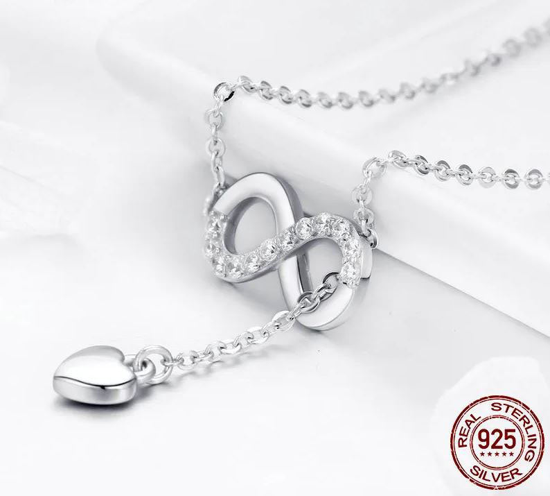 Pendant Necklace Clear Infinity Love