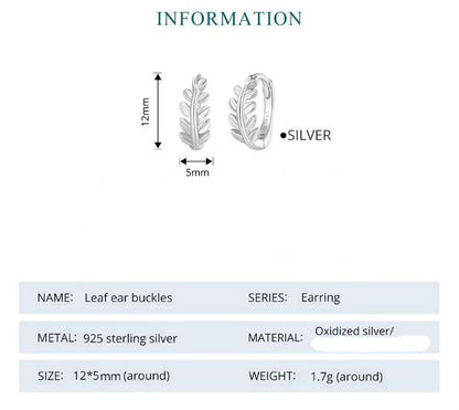 Hoop Earrings Leaf Plant Lever Back