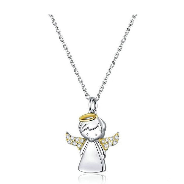 925 Sterling Silver Little Angel  Necklace For Women Gold
