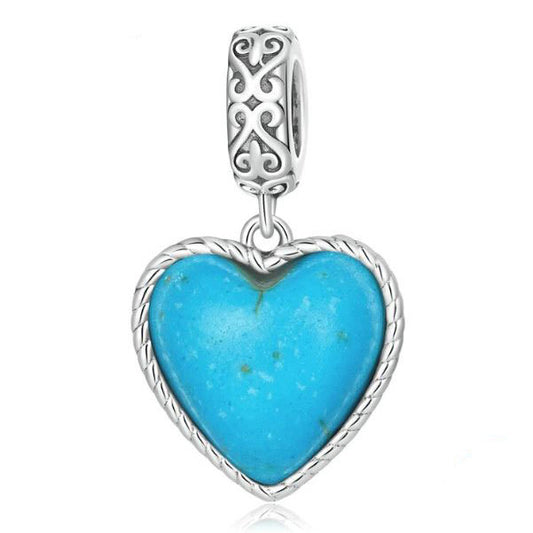 Sterling Silver turquoise heart Charm For Women