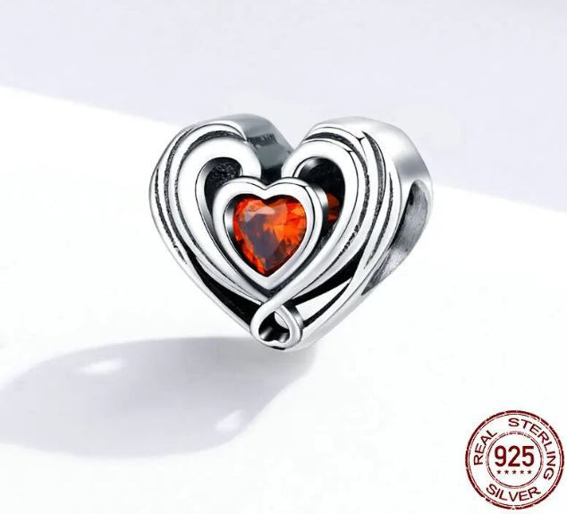 Charm 925 Sterling Silver Openwork Heart Love 