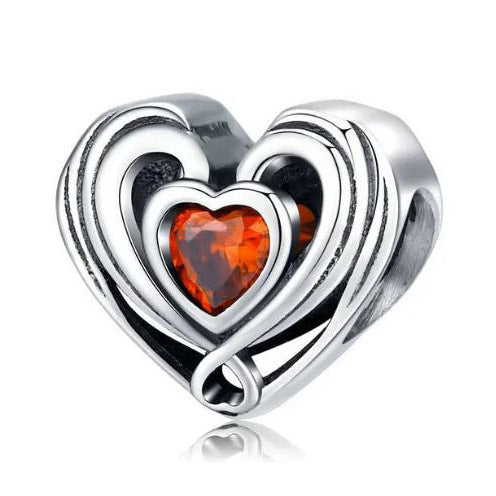 Openwork Red Heart Charm For Women Love 925 Sterling Silver