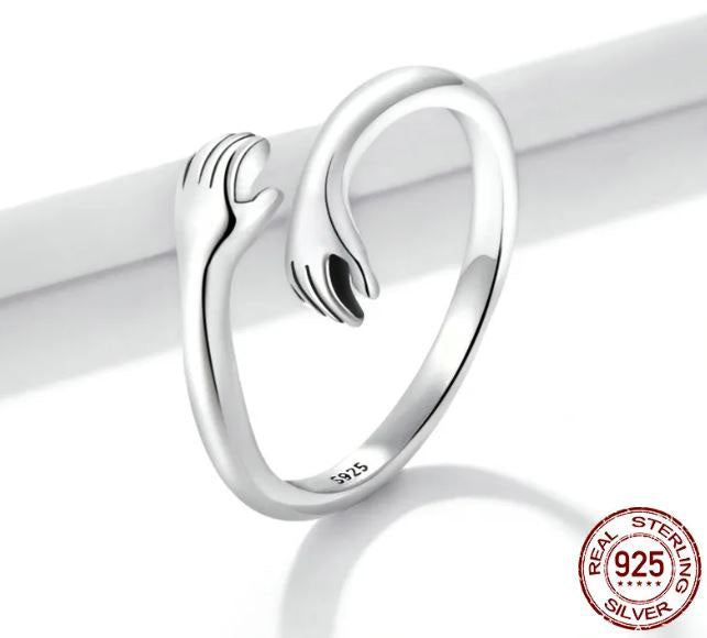 925 Sterling Silver Open Hands Ring For Women Love