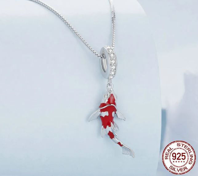 Lucky Koi  Necklace Pendant Fish Red