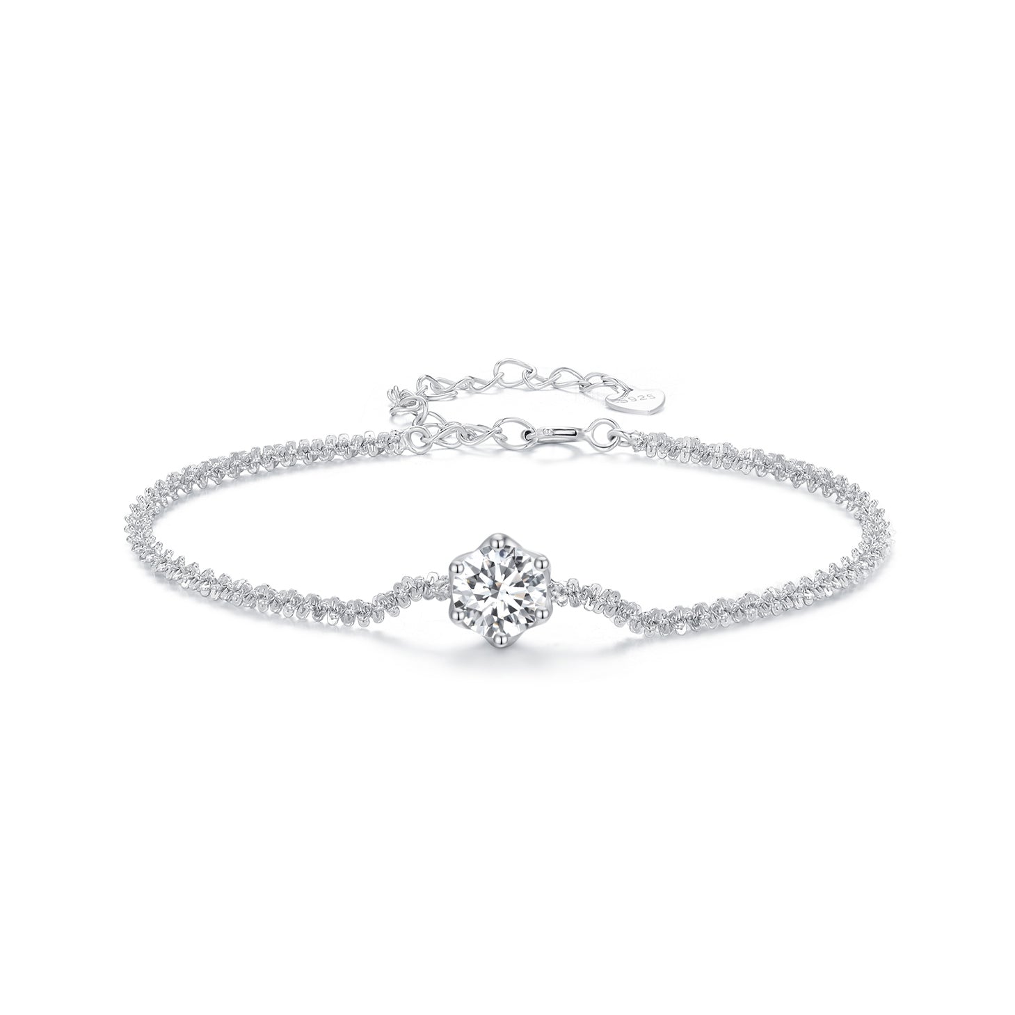 Silver Bracelet Tennis Moissanite Clear