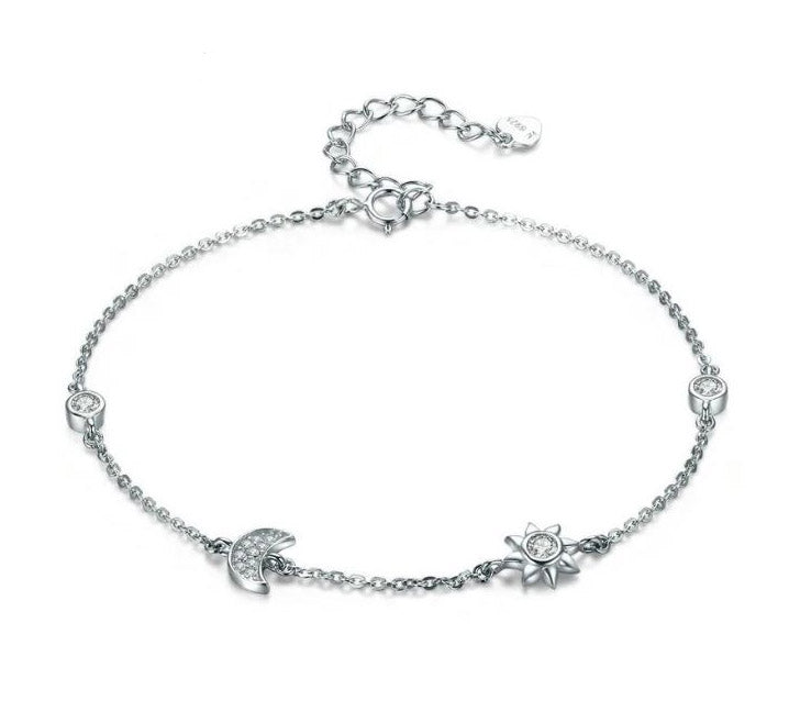 Sterling Silver Bracelet For Women Moon Star