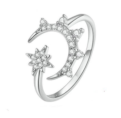 Moon Ring Star Adjustable Clear
