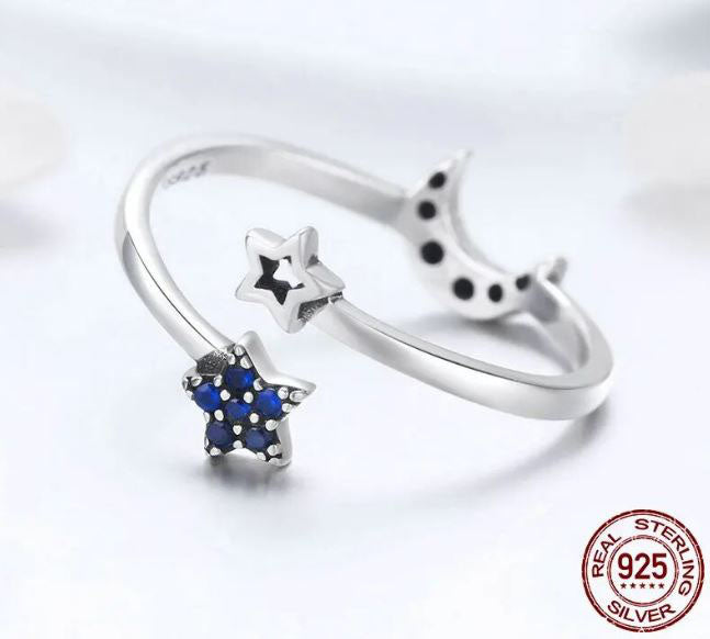 Ring For Women Star Moon 925 Sterling Silver