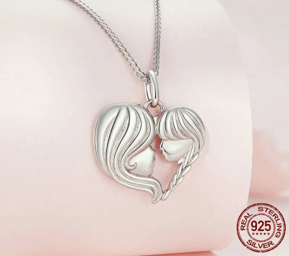 Necklace For Women Pendant Mother and Daughter 925 Sterling Silver