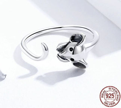 Ring For Women Open Mouse 925 Sterling Silver