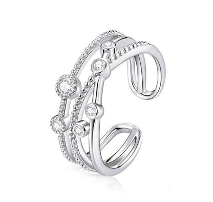 Multi Layered Ring Clear Adjustable Shining Beads 