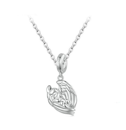 925 Sterling Silver Angel Necklace wings and baby Cubic Zirconia 45cm