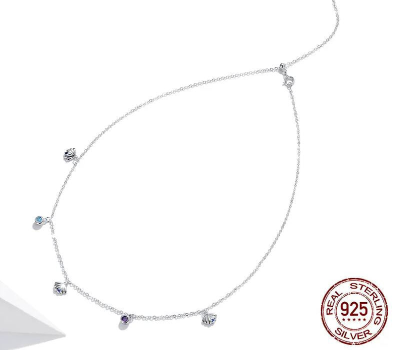 Seashell Necklace Pendant Scallop Blue