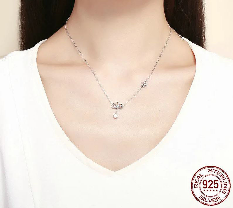 Necklace For Women Flower  Lotus  925 Sterling Silver