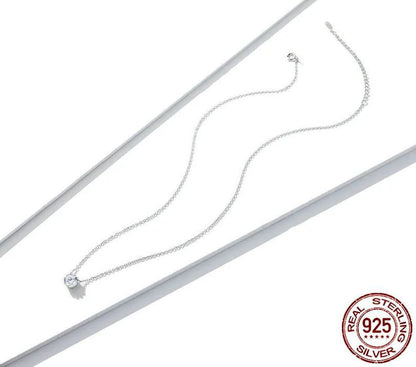 925 Sterling Silver Round Necklace For Women Clear