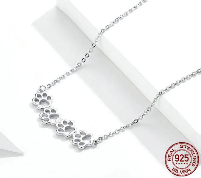 Necklace For Women Pendant Dog and Cat Paw  925 Sterling Silver