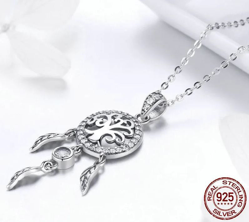925 Sterling Silver Dream Catcher  Necklace For Women Round