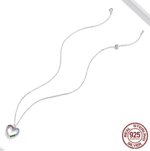 Pendant Necklace Colourful Heart Sterling Silver