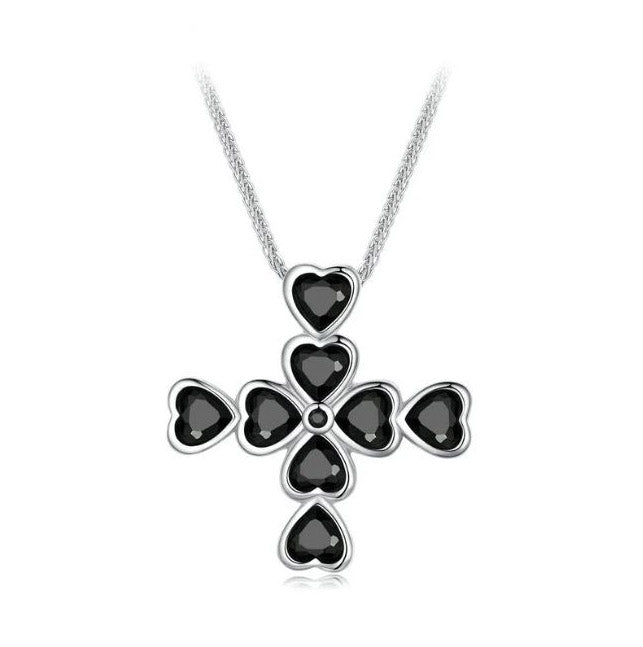 Sterling Silver Necklace For Women Heart Cross