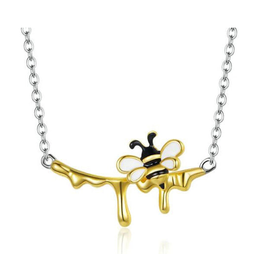 925 Sterling Silver Lovely Honey Necklace Pendant Gold