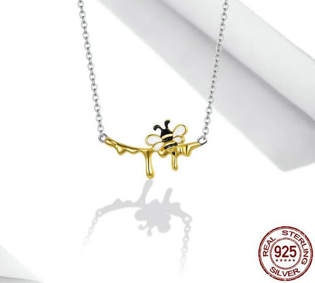 Bee Necklace Pendant Gold Lovely Honey Sterling Silver