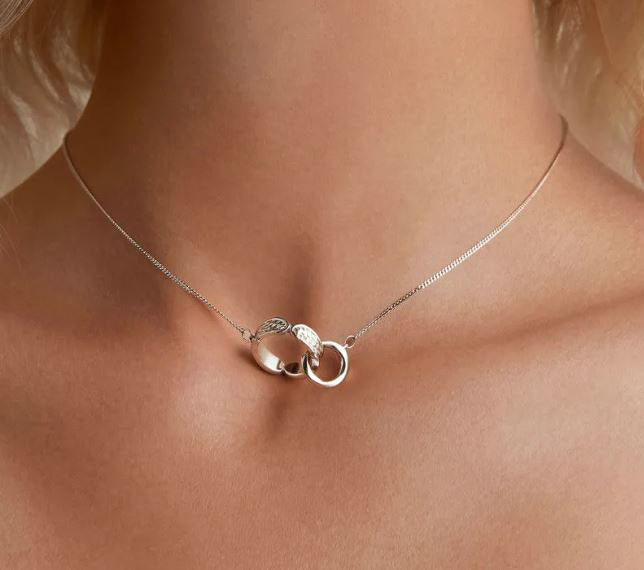 925 Sterling Silver Double Circle Necklace  Mobius