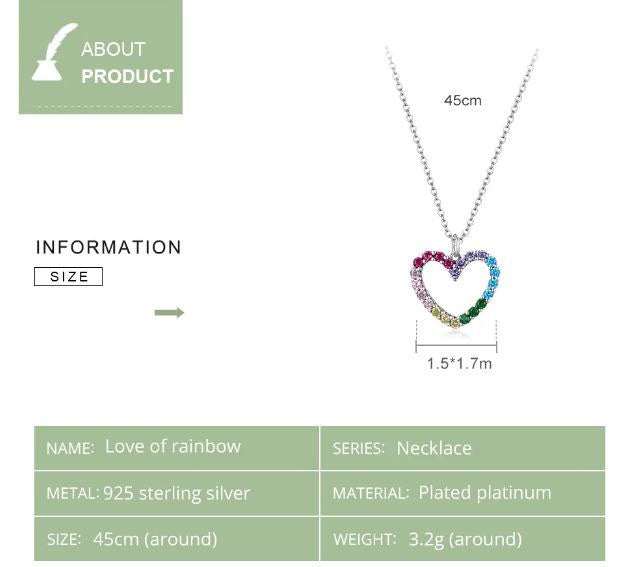 Heart Necklace Pendant Love Colourful