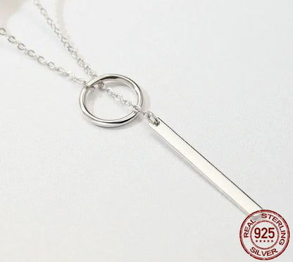 Simple Necklace Line Circle Pendant Round Geometric 