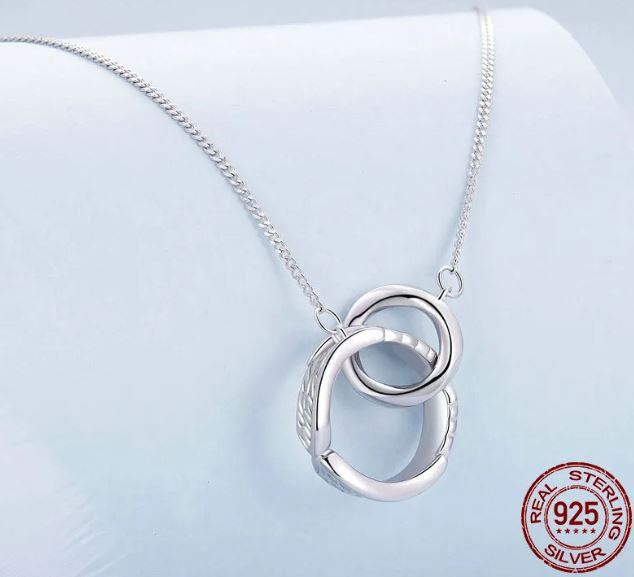 Pendant Necklace Mobius Double Circle Sterling Silver