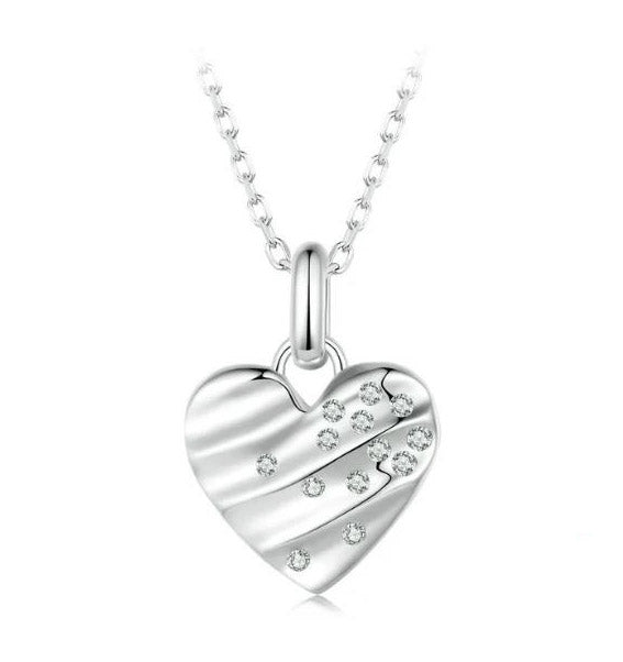 Shimmering Heart Necklace Pendant Love Clear