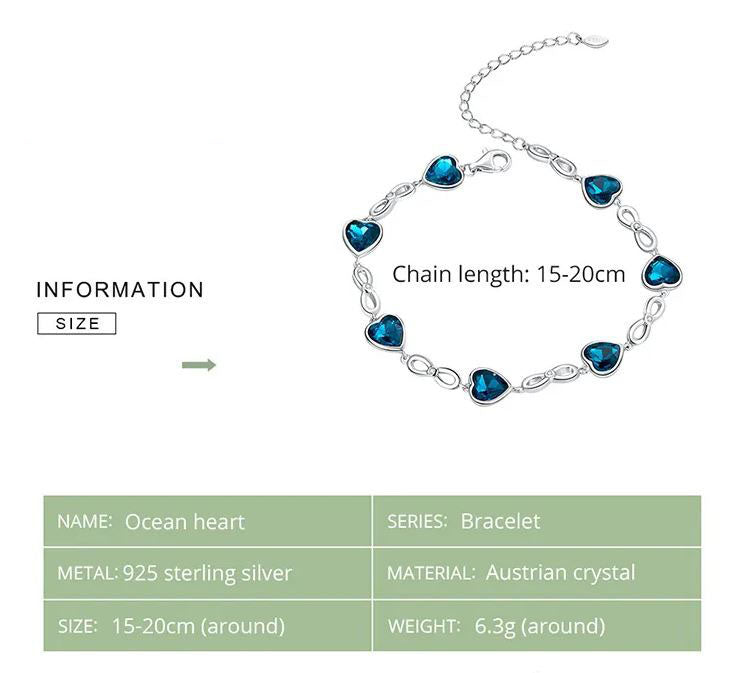 Ocean Heart Bracelet Woman Blue Adjustable