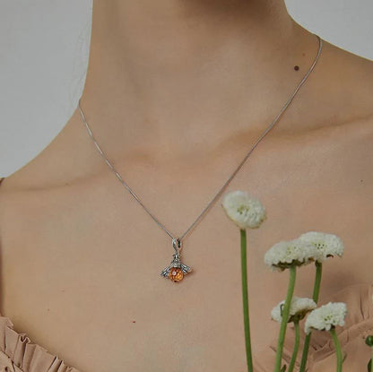 Bee Necklace Pendant Orange Insect