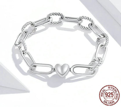 Paper Clip Bracelet Woman Love Chain Heart