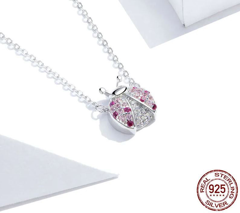 Necklace For Women Pendant Ladybug  925 Sterling Silver
