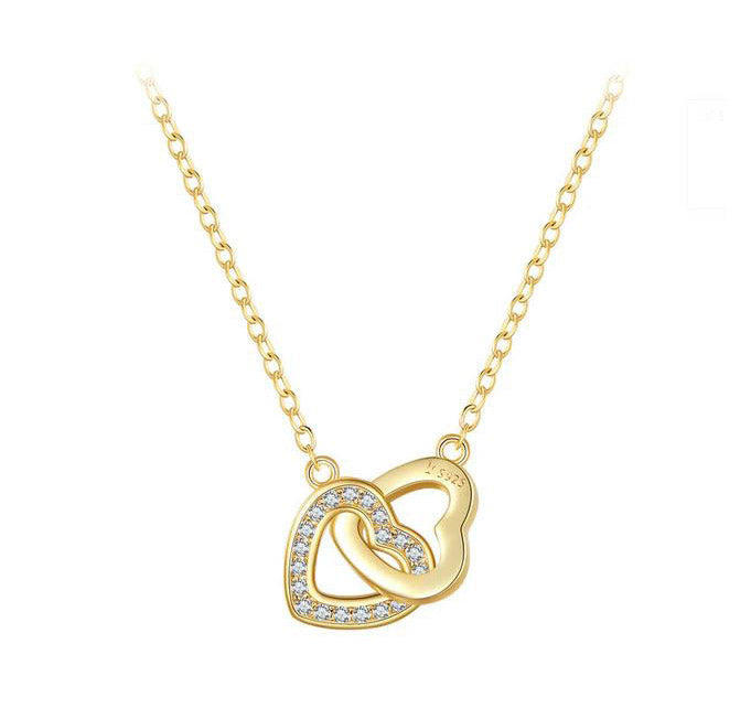 Double Gold Heart Necklace Connected